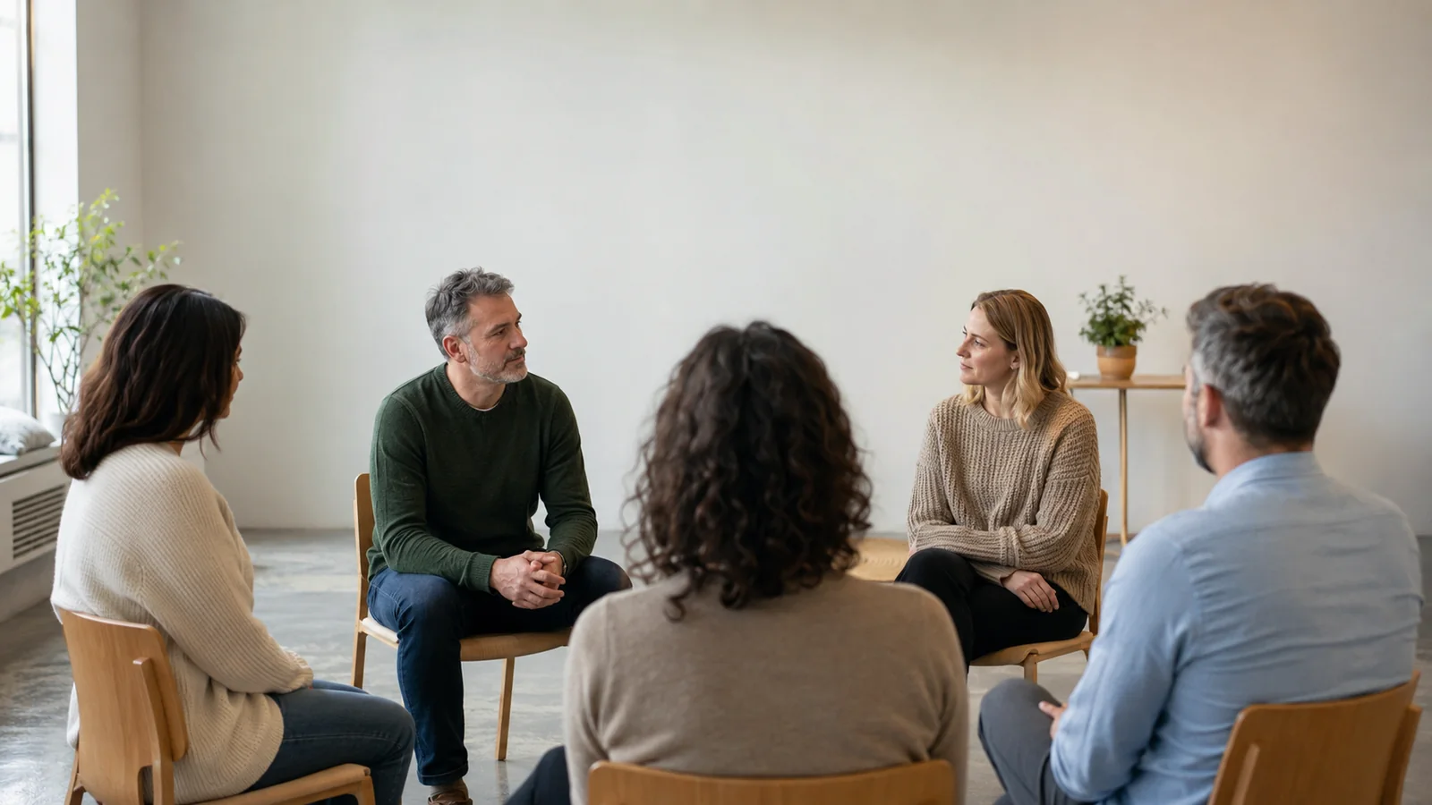 Grupo de personas conversando en círculo